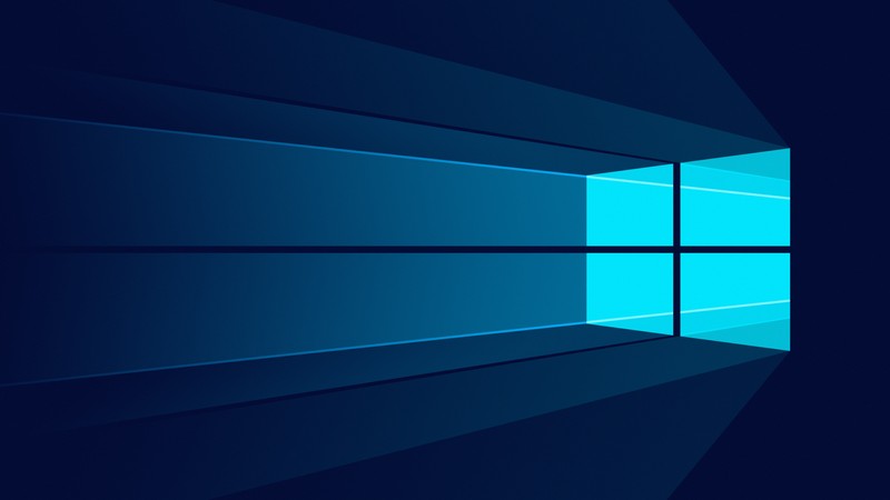 Синее окно, из которого исходит свет (windows 10, минималистичный, логотип windows, синий фон, плоский)