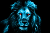 lion, poster, big cat, blue, snout wallpaper