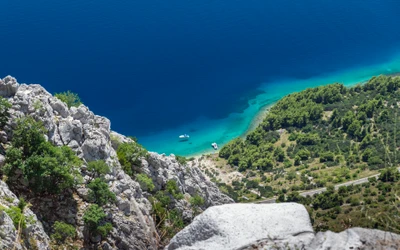 klippe, floating boats, meereslandschaft, klares wasser, küsten