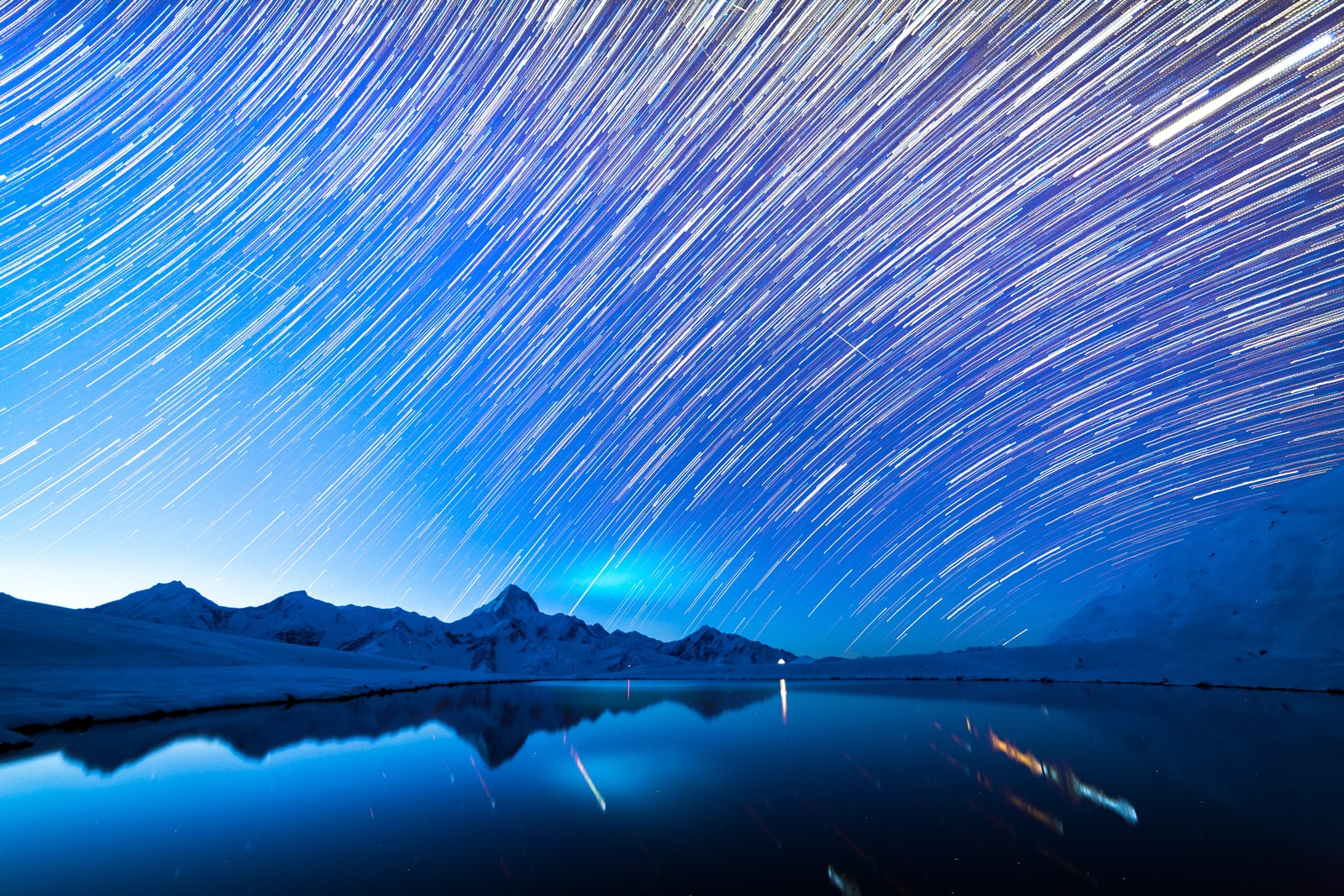 star trails, astronomy, mountain range, mountain peak, glacier mountains wallpaper