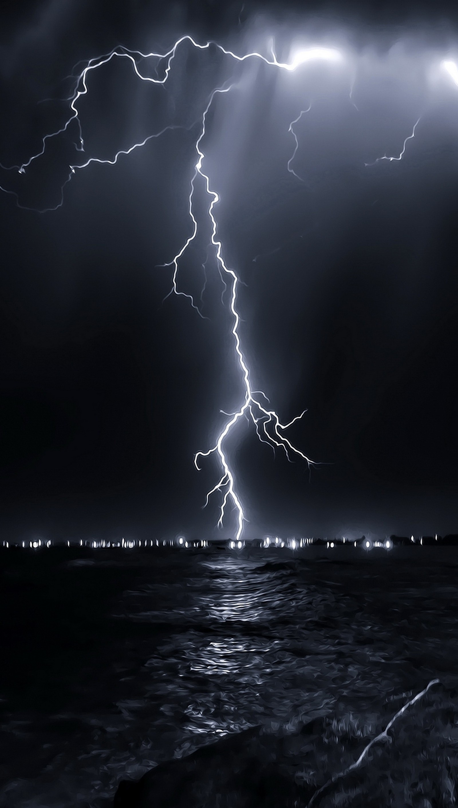 bolt, lightning, ocean, sea, sky Download Wallpaper