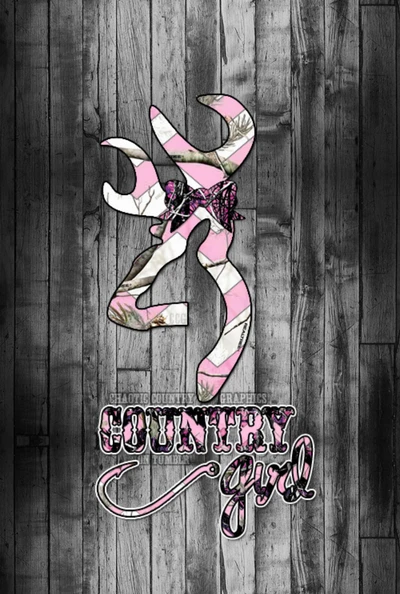 Camouflage Country Girl Grafik mit Reh- und Hirschdesign