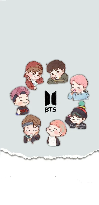 Personnages de BTS dans des poses ludiques