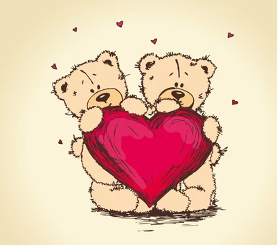 Two Teddy Bears Holding a Heart: A Symbol of Love and Romance