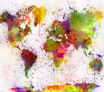 abstrait, pays, carte, aquarelle, monde