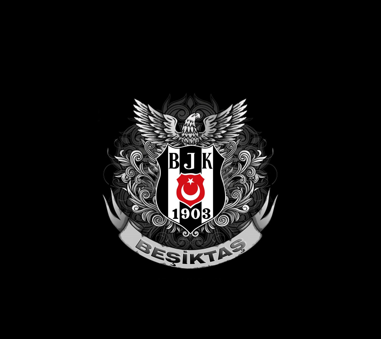 Скачать обои бешикташ, besiktas, bjk, черный орел, смертельный орел