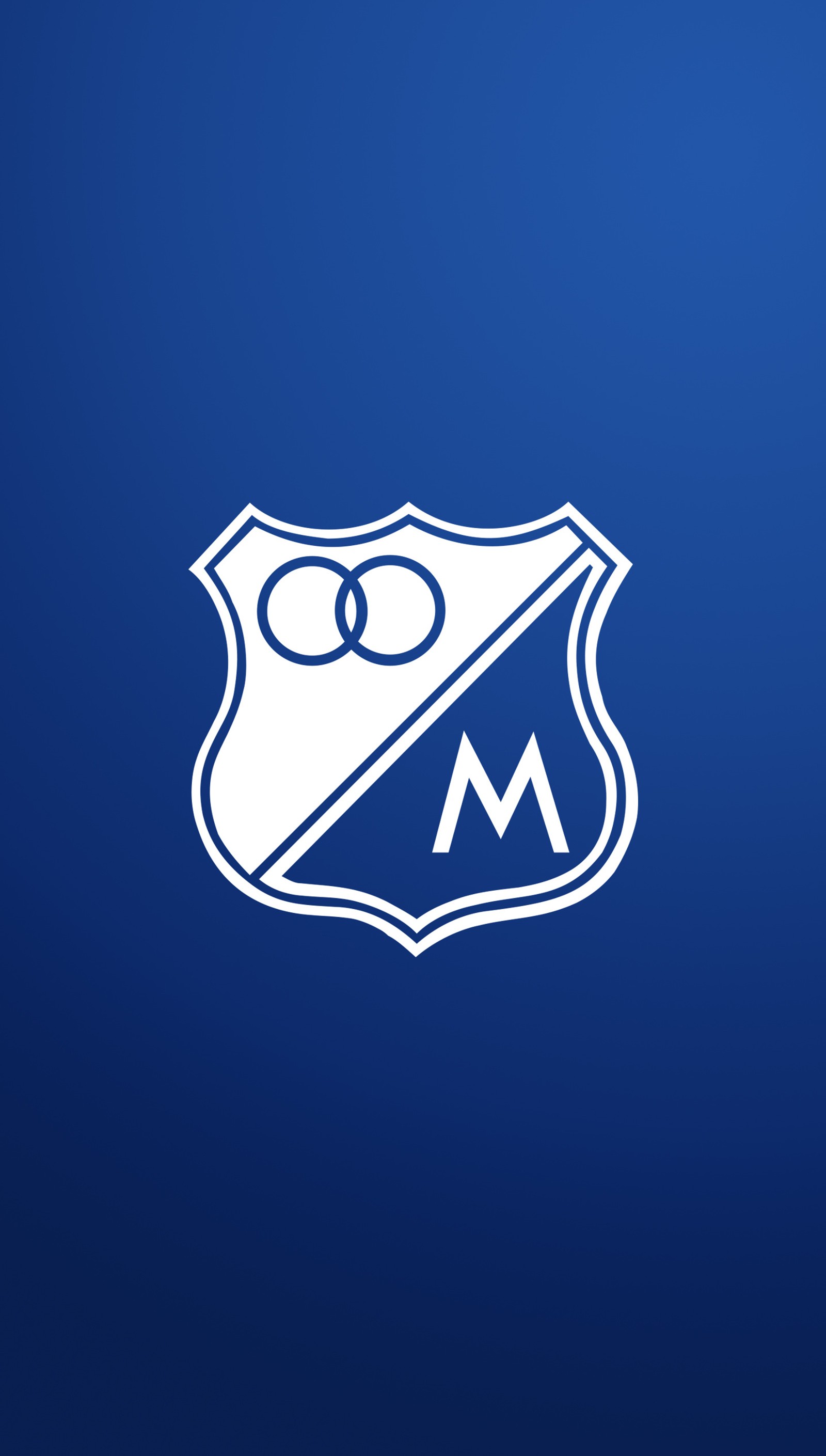 Um logotipo azul e branco com um anel nele (bogotá, bogota, colômbia, futebol)