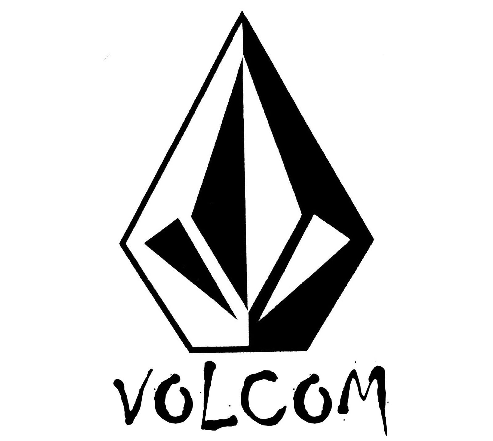 Близкий план черно-белого логотипа с надписью volcom (алмаз, логотип, камень)