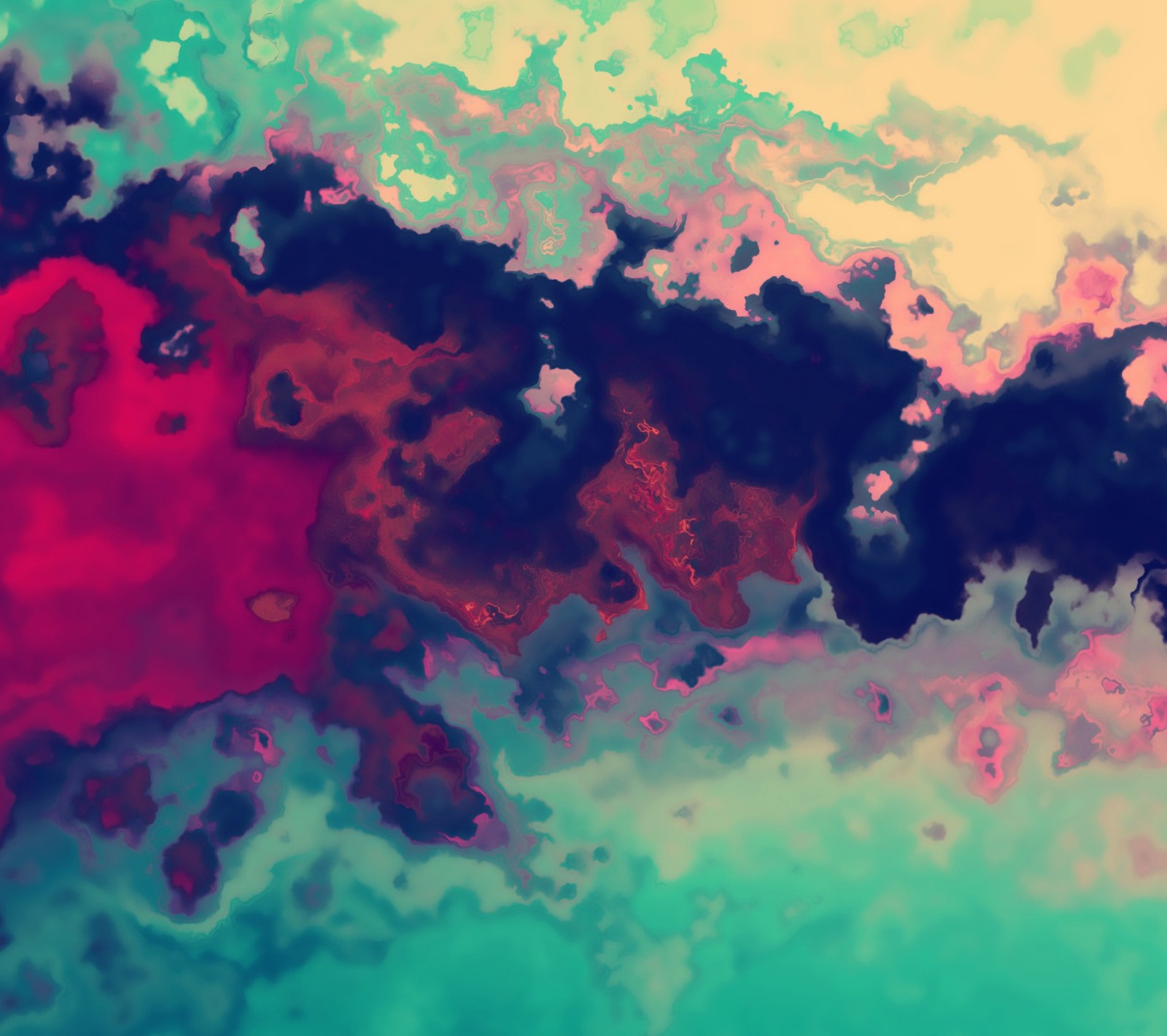 Un primer plano de una sustancia roja y negra sobre un fondo azul (abstracto, arte, color, darkdroid, rojo)