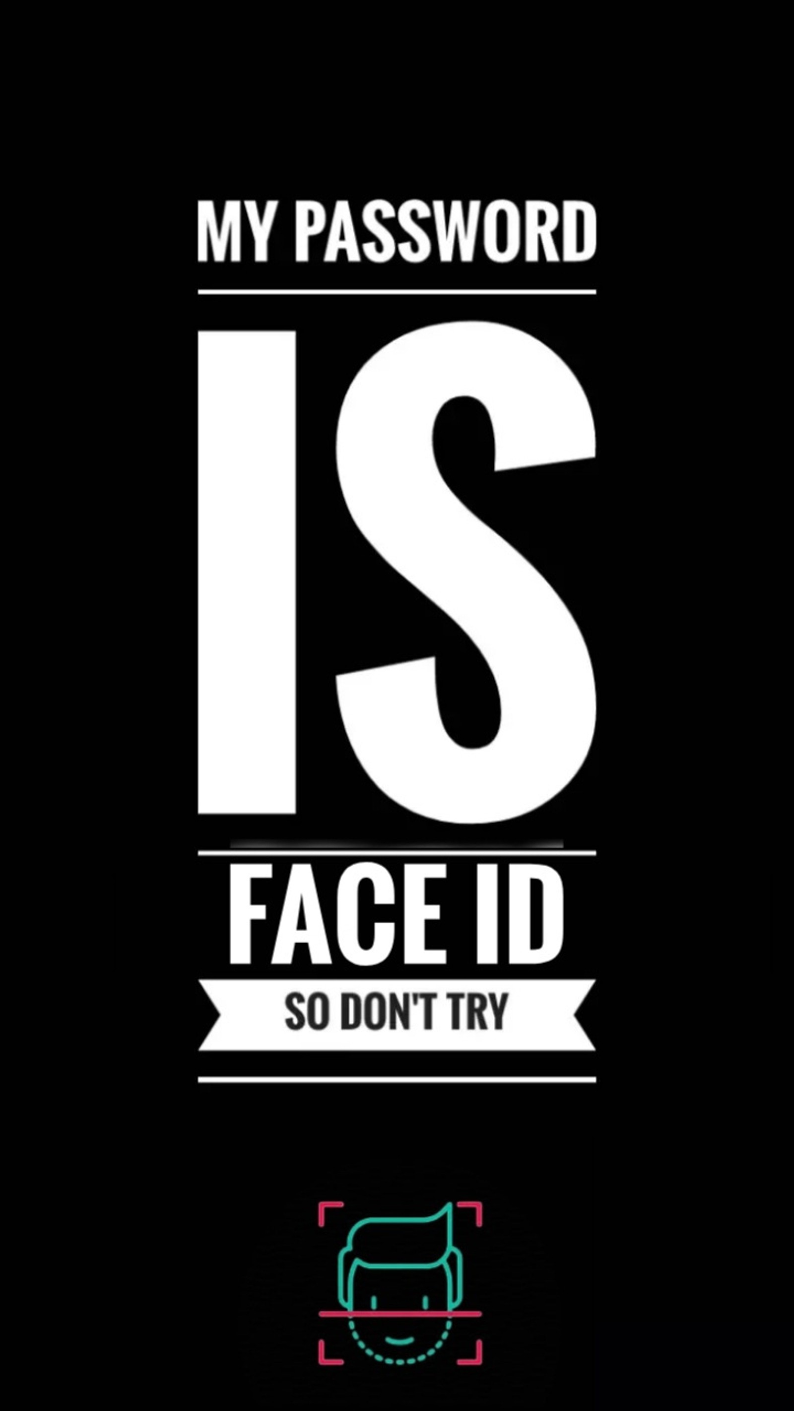 A black and white poster with a picture of a face id (face, face detection, face detector, face id, face lock)