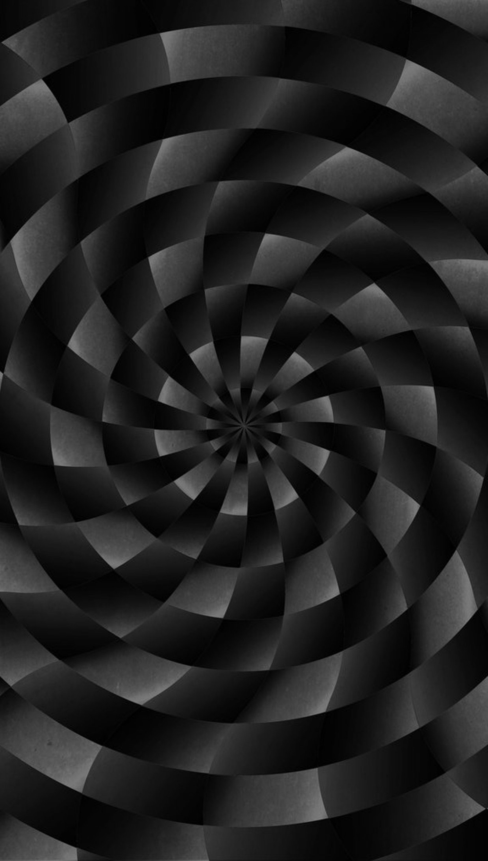 A black and white photo of a spiral design with a black background (abstract, black, pattern, solarized)