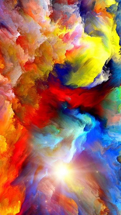 Nuvens abstratas vibrantes em um espectro de cores