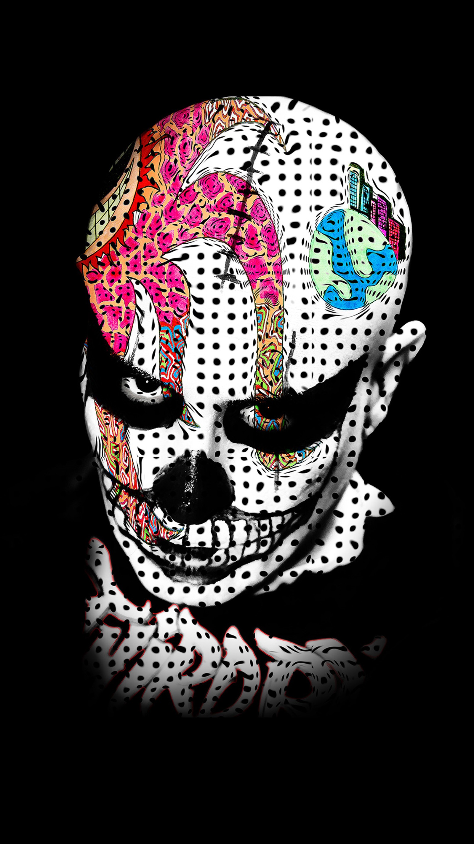 Una calavera con diseños coloridos en la cara y una bufanda (iphone 5, iphone6, raro)