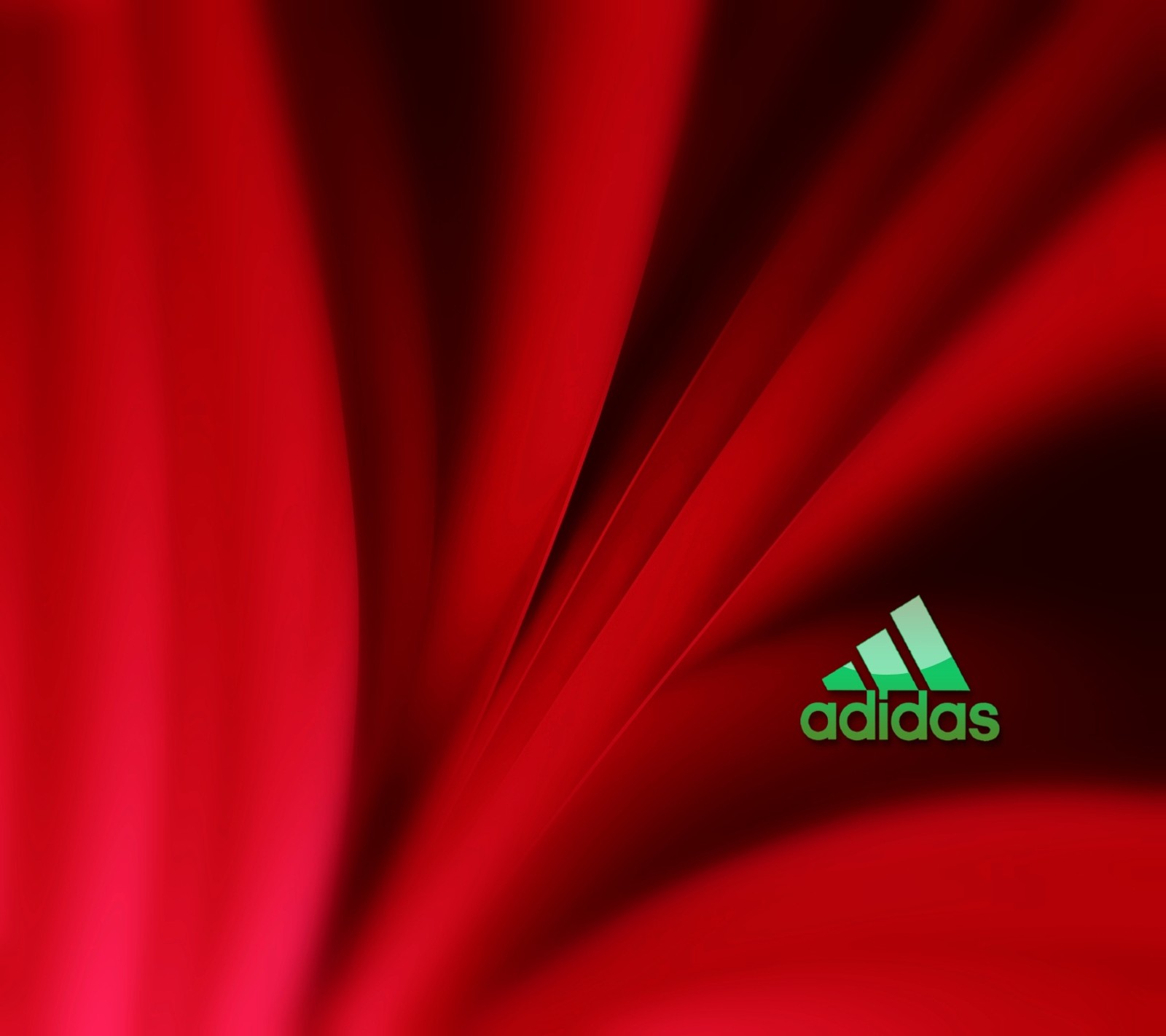 Logo de adidas sobre un fondo rojo con un logo verde (logotipo)