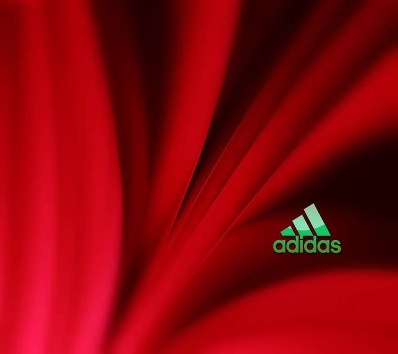 Логотип adidas на красном фоне с зеленым логотипом (логотип)