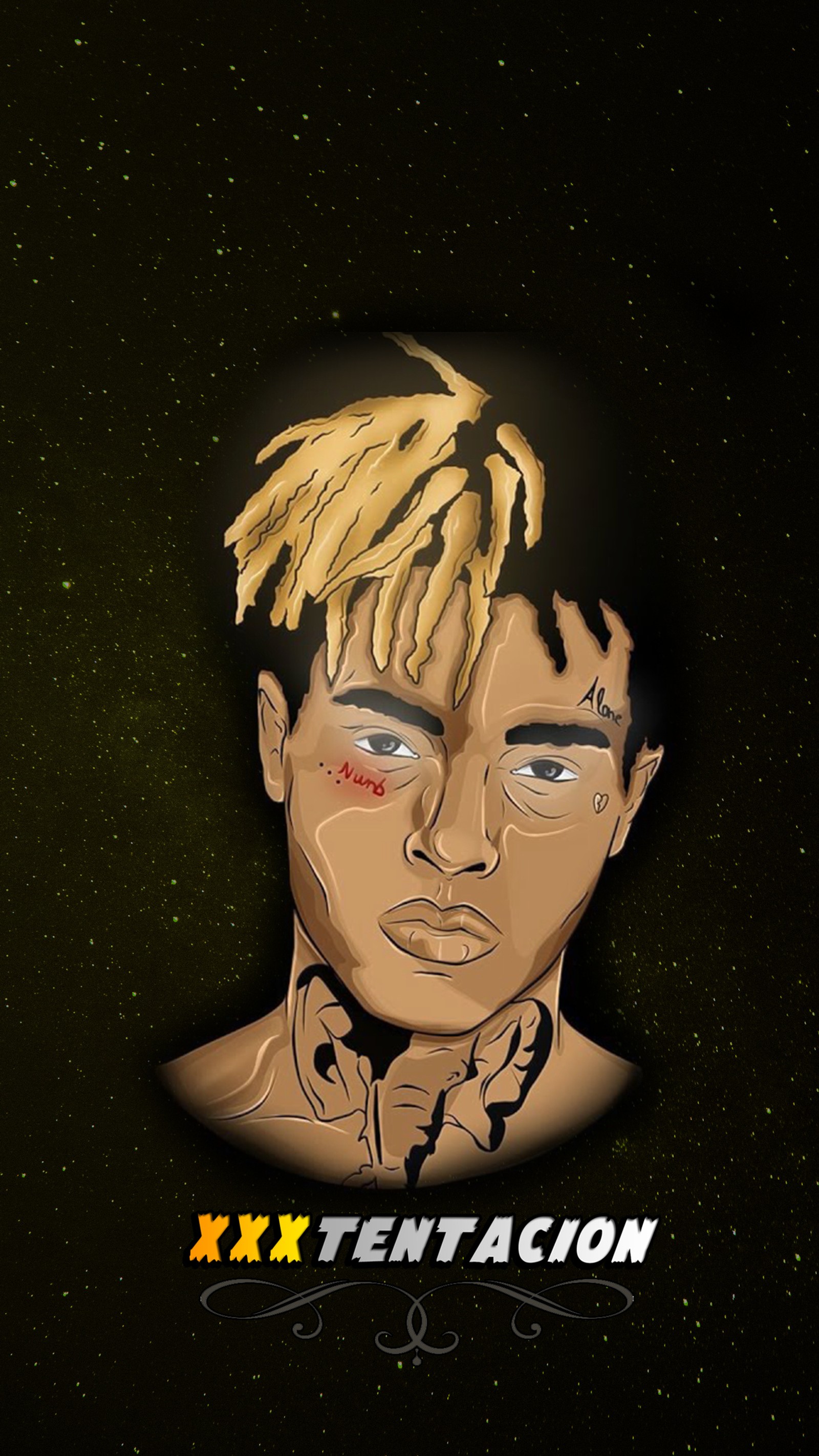 A close up of a cartoon of a man with a yellow hair (cantante xtentacion, fondos de xtentacion, xtentacion)