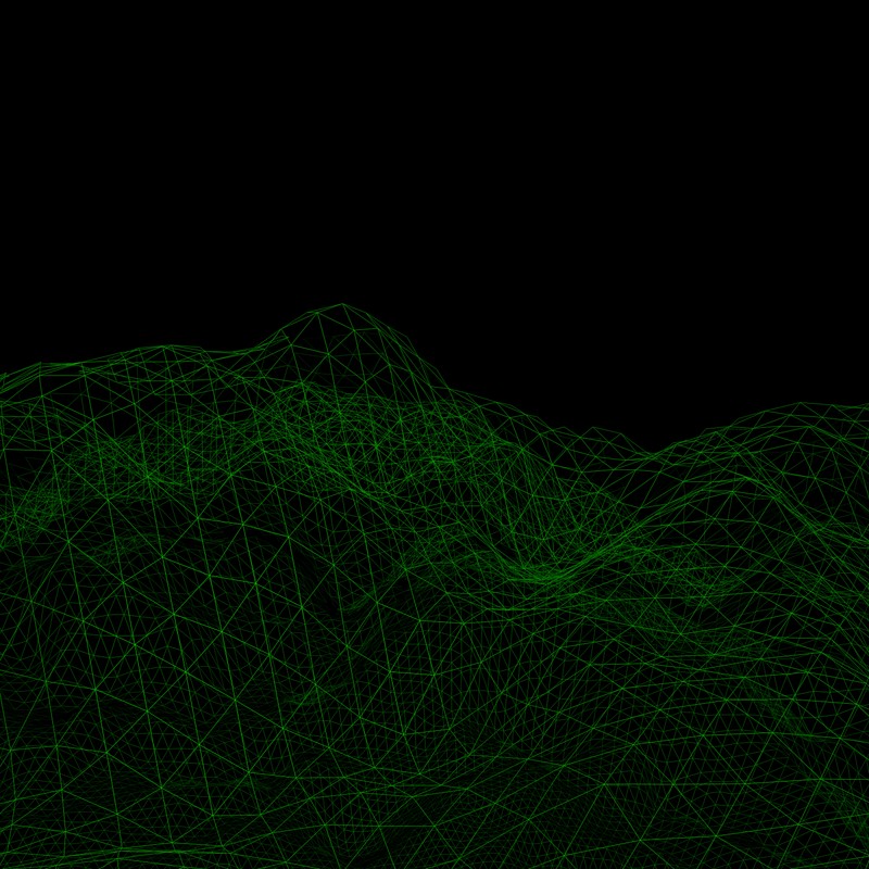 Крупный план зеленой сетки на черном фоне (3d, кибер, цифровой, зелёный, местность)
