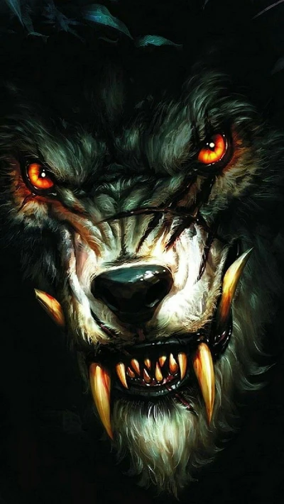 Fierce Wolf with Glowing Eyes