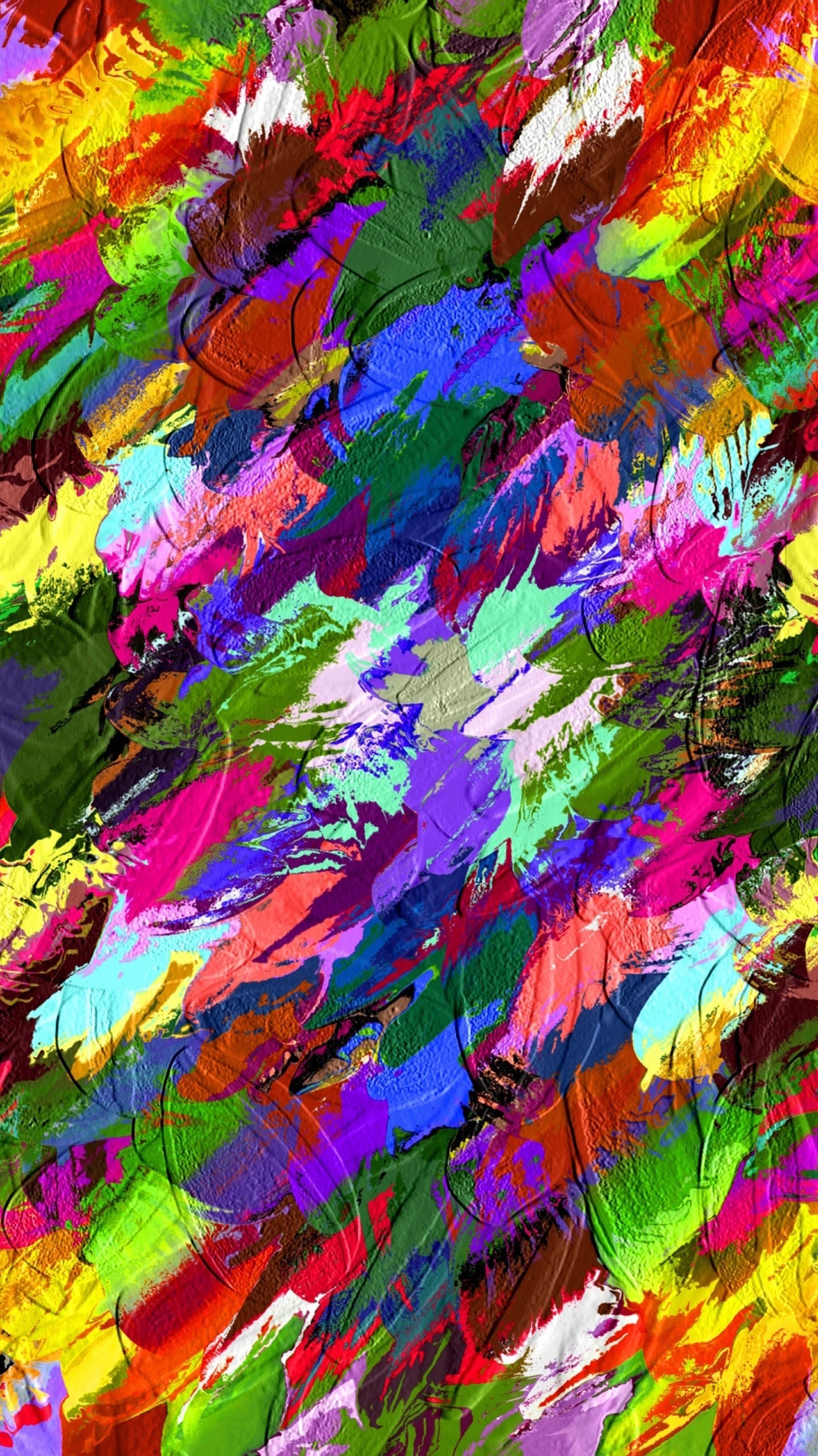 A painting of colorful paint strokes on a white background (3d, paint)