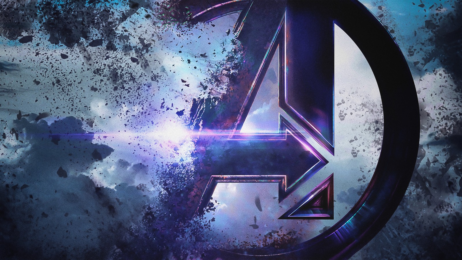 Avengers 4 logo with a purple and blue background (avengers endgame, marvel comics, movies, 4k wallpaper)