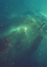 Vibrant Green Nebula Illuminating the Cosmic Sky