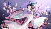 Shinobu Kocho au milieu des cerisiers en fleurs : un bel hommage anime de Demon Slayer