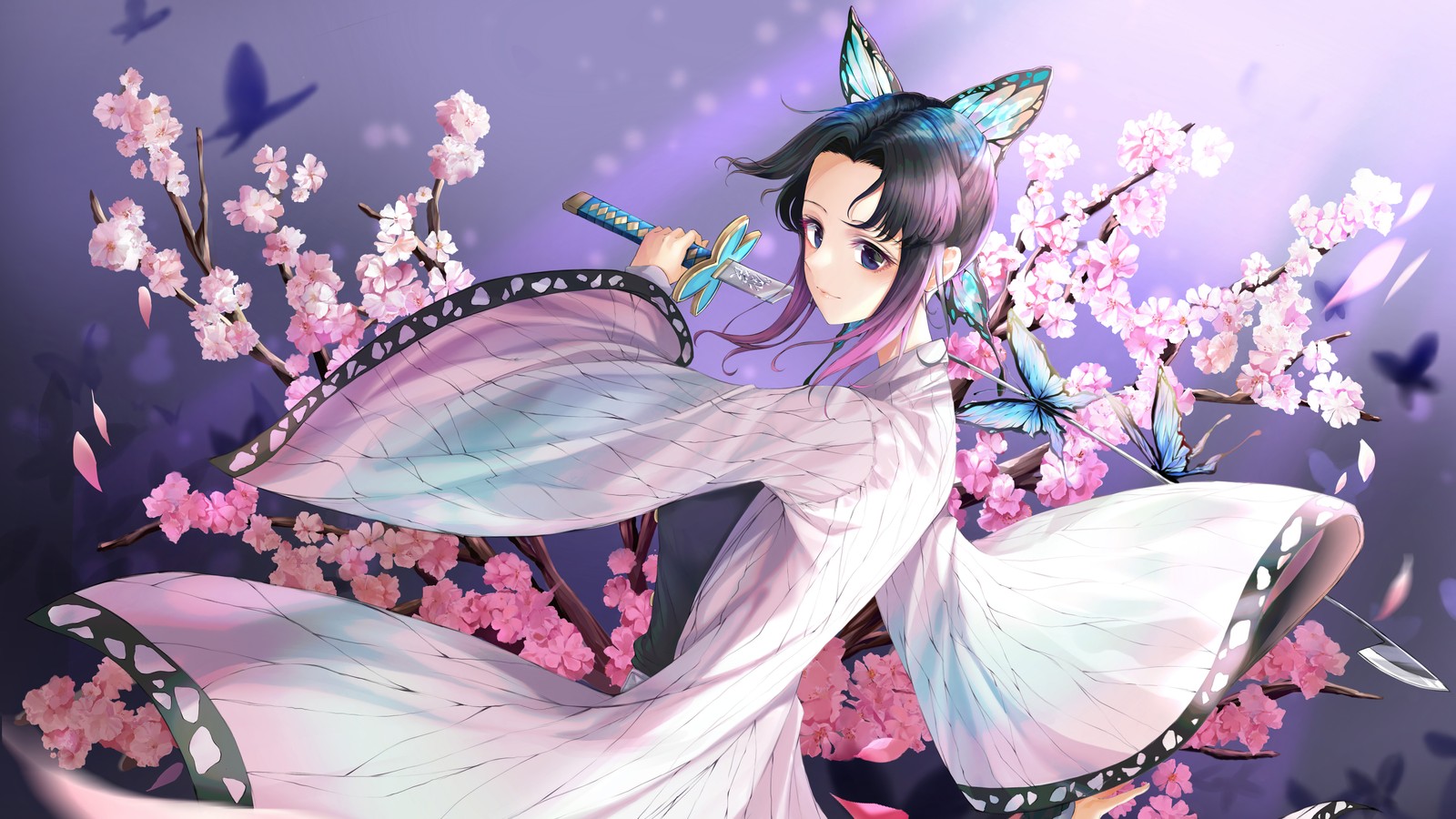 shinobu kocho, kochou, beautiful, kimetsu no yaiba, anime Download Wallpaper