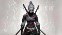 Fierce Fantasy Warrior: A Bold Female Fighter with Twin Swords