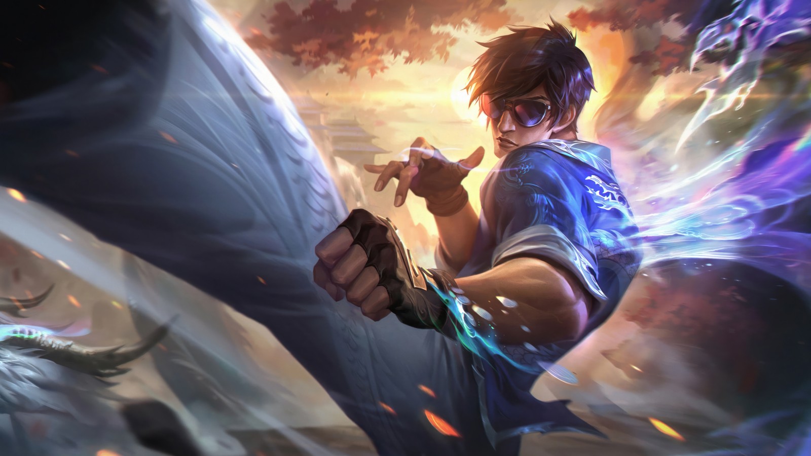 lee sin, dragon fist, blue, chroma, league of legends wallpaper