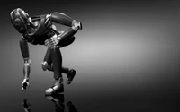 robot, black, monochrome, muscle, black and white