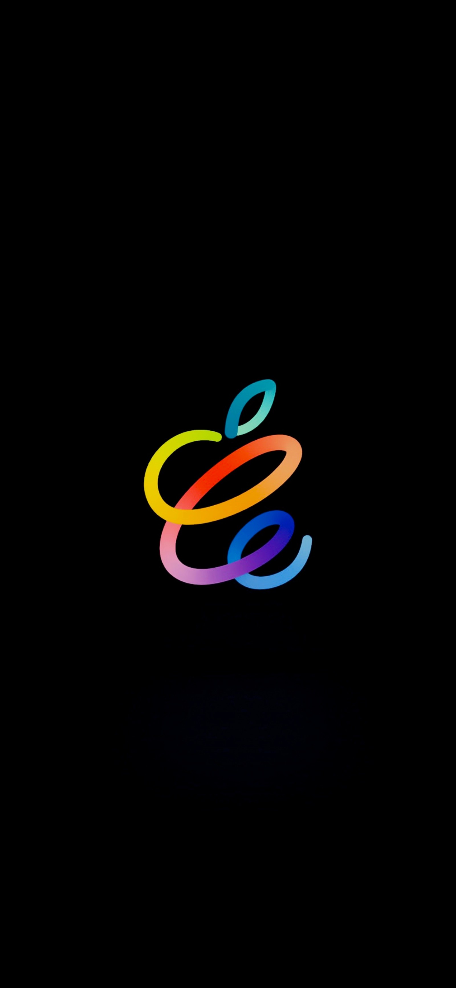 Un gros plan d'un logo de pomme coloré sur un fond noir (conception graphique, logo, gadget, symbole, cercle)