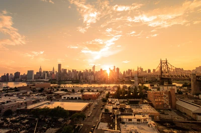 Pôr do sol sobre um horizonte metropolitano: Um vislumbre da beleza urbana