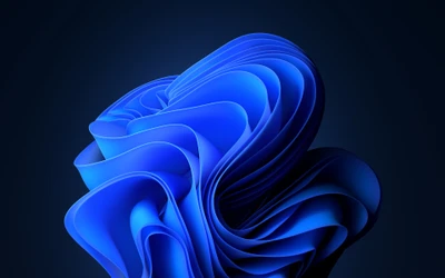 Curvas azules abstractas en el modo oscuro de Windows 11 - Fondo estético en 4K