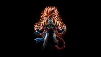 goku, super saiyan 4 fusion, ssj4 fusion, amoled, black background wallpaper