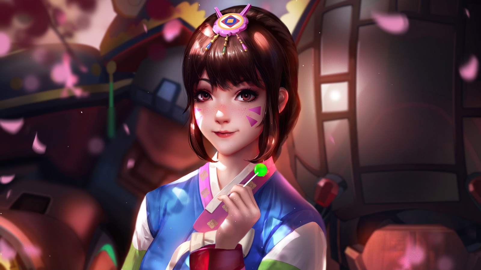 Lade dva, overwatch, videospiel, palanquin, mädchen Hintergrund herunter