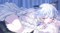 Dreamy Neko Girl with Soft Blue Hair