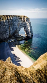 france, falaise, mer, arc naturel, eau