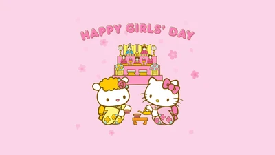 Happy Girls' Day Celebration with Hello Kitty in Pink Aesthetic