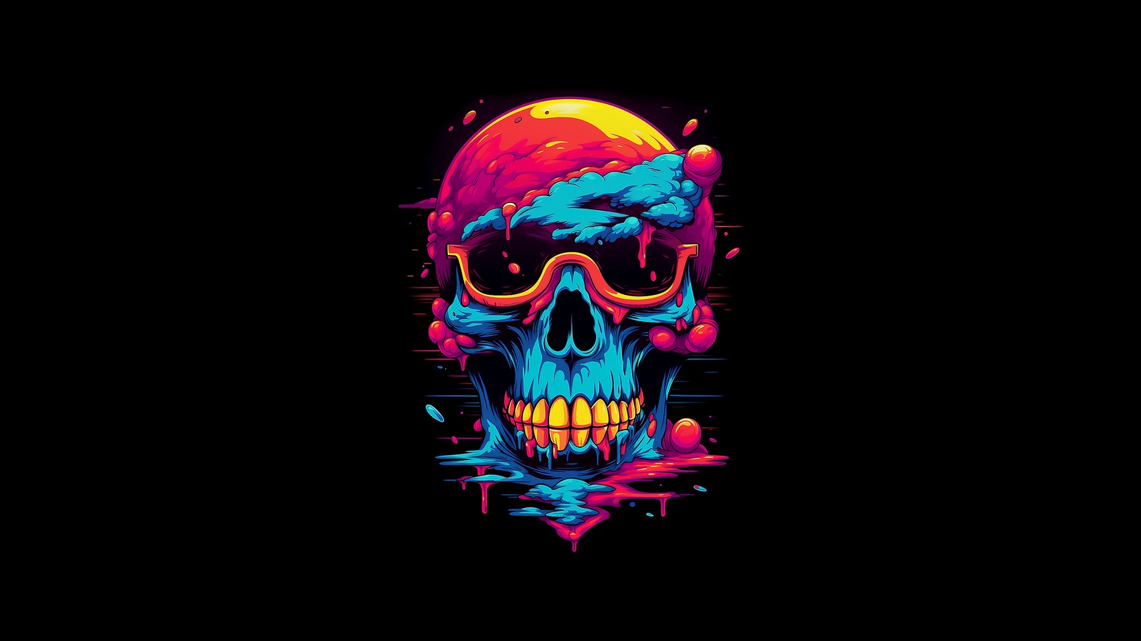 Descargar fondo de pantalla colorido, calavera, arte de ia, ai art, fondo negro