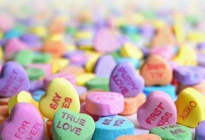 Colorful Candy Hearts Celebrating Love and Sweet Moments