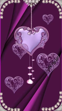 heart, purple wallpaper