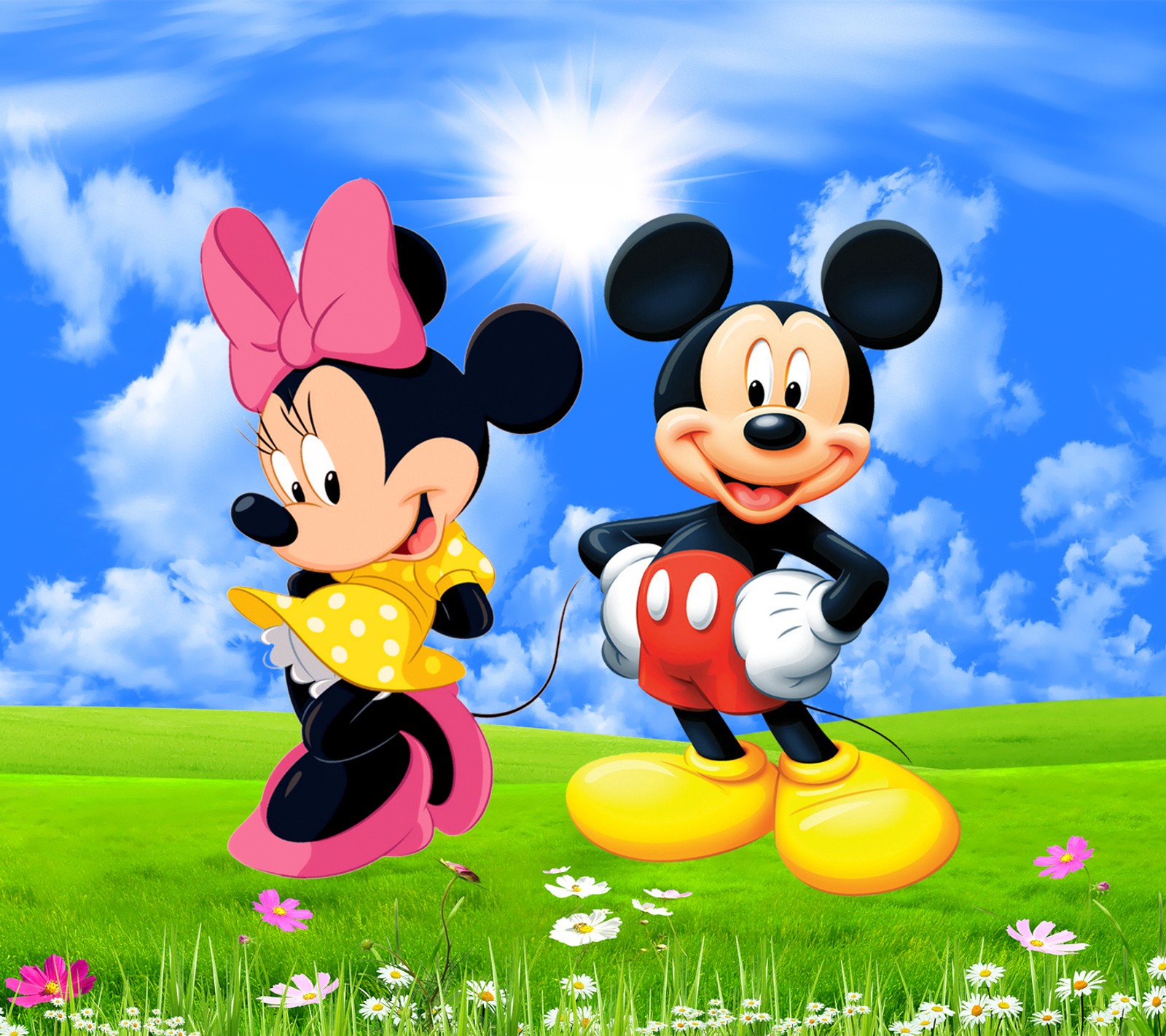 Lade disney, wiese, mickey, minnie, maus Hintergrund herunter