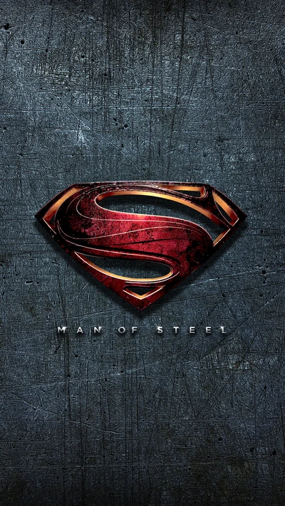 Logo von Man of Steel vor einem strukturierten Hintergrund