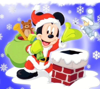 cartoons, christmas, holiday, mickey, santa claus