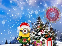 cartoon, sapin de noël, joyeux noël, noël des minions, noël