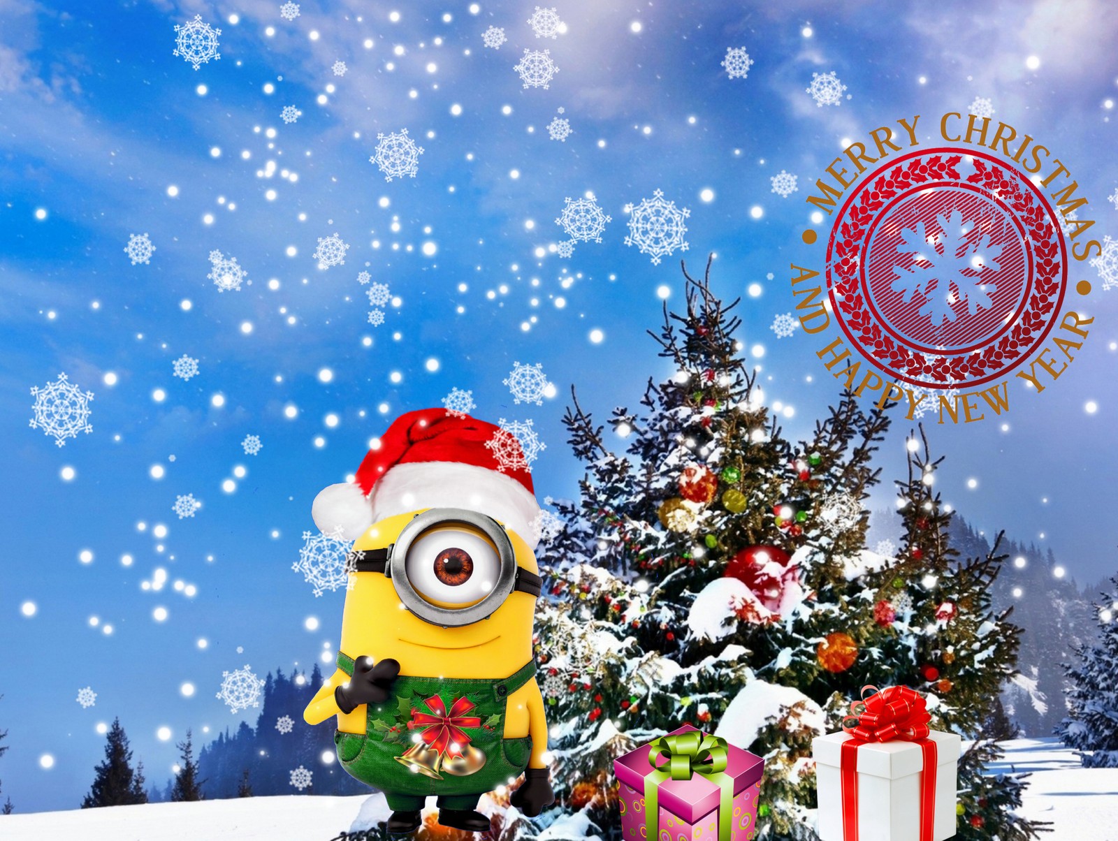 cartoon, christmas tree, merry christmas, minion christmas, xmas Download Wallpaper