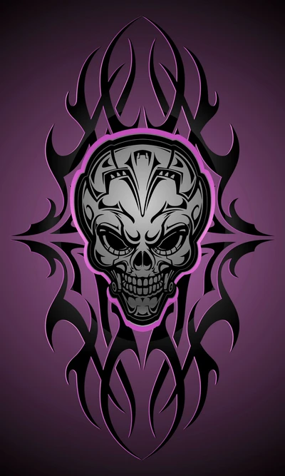 abstract skull head, black, purple