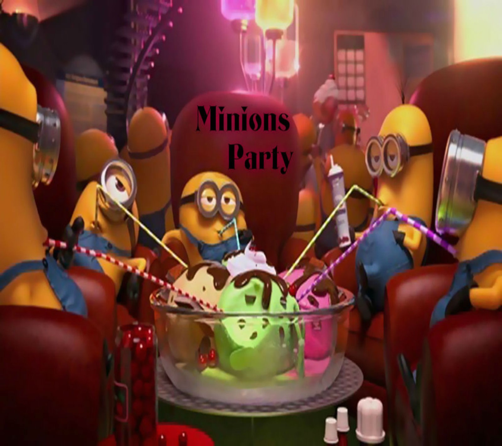 Un primer plano de un grupo de minions sentados en un cine (comedia, genial, lindo, despreciable, divertido)