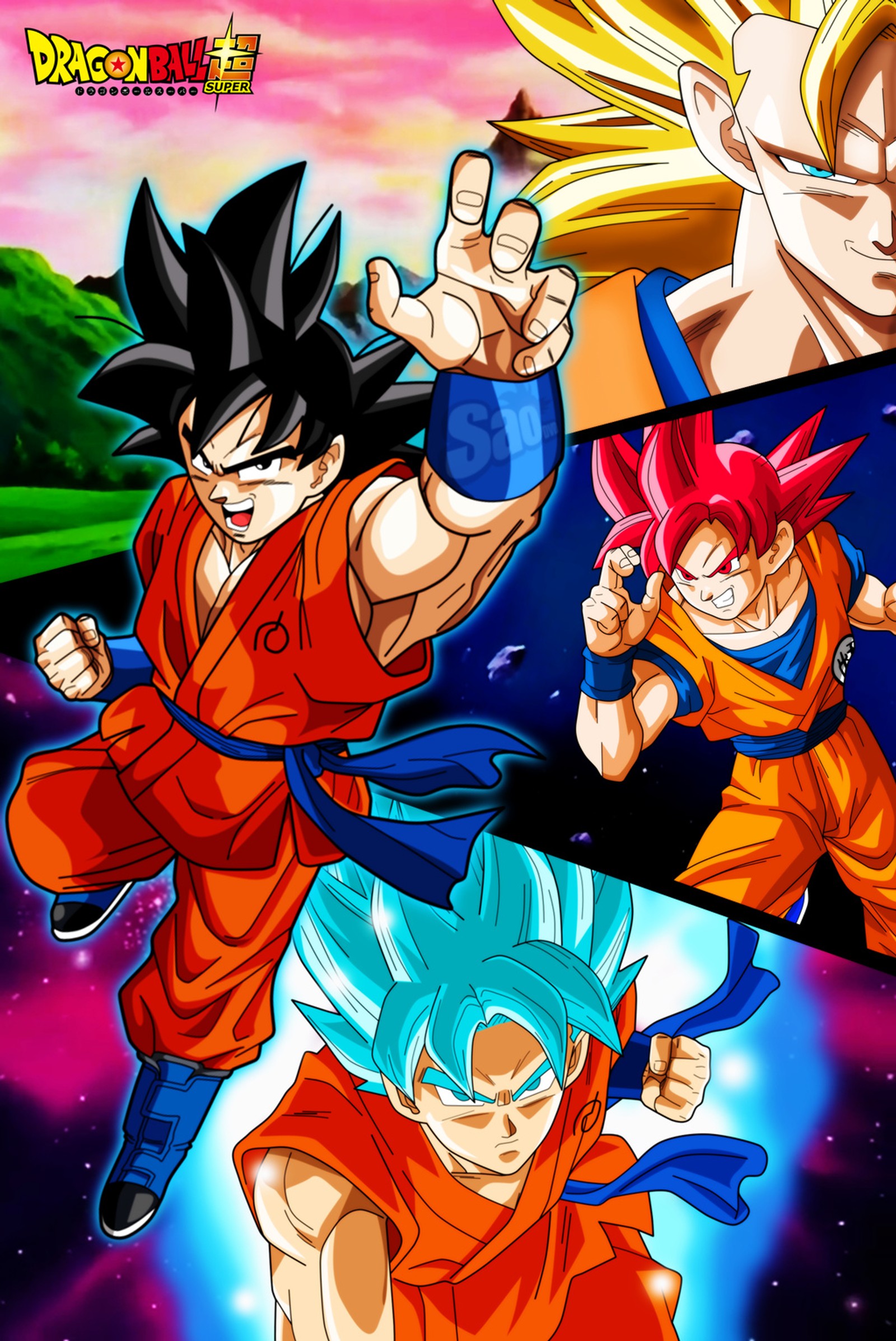 Lade anime, blau, dragonball, dragon ball, goku Hintergrund herunter