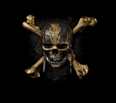 black, crossbones, gold, pirates, skull